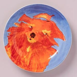 New Anthropologie Bianca Carole Akins Furry Friends Akins Dog Dessert Plate